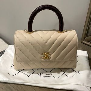 Chanel Coco Handle Small Flap Beige Leather Satchel